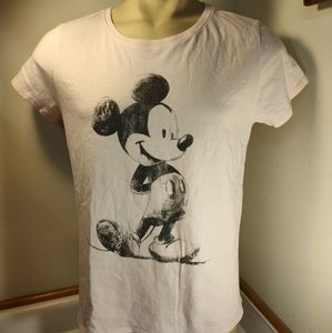 Mickey Mouse Disney Women's L Large Pink Graphic T-shirt